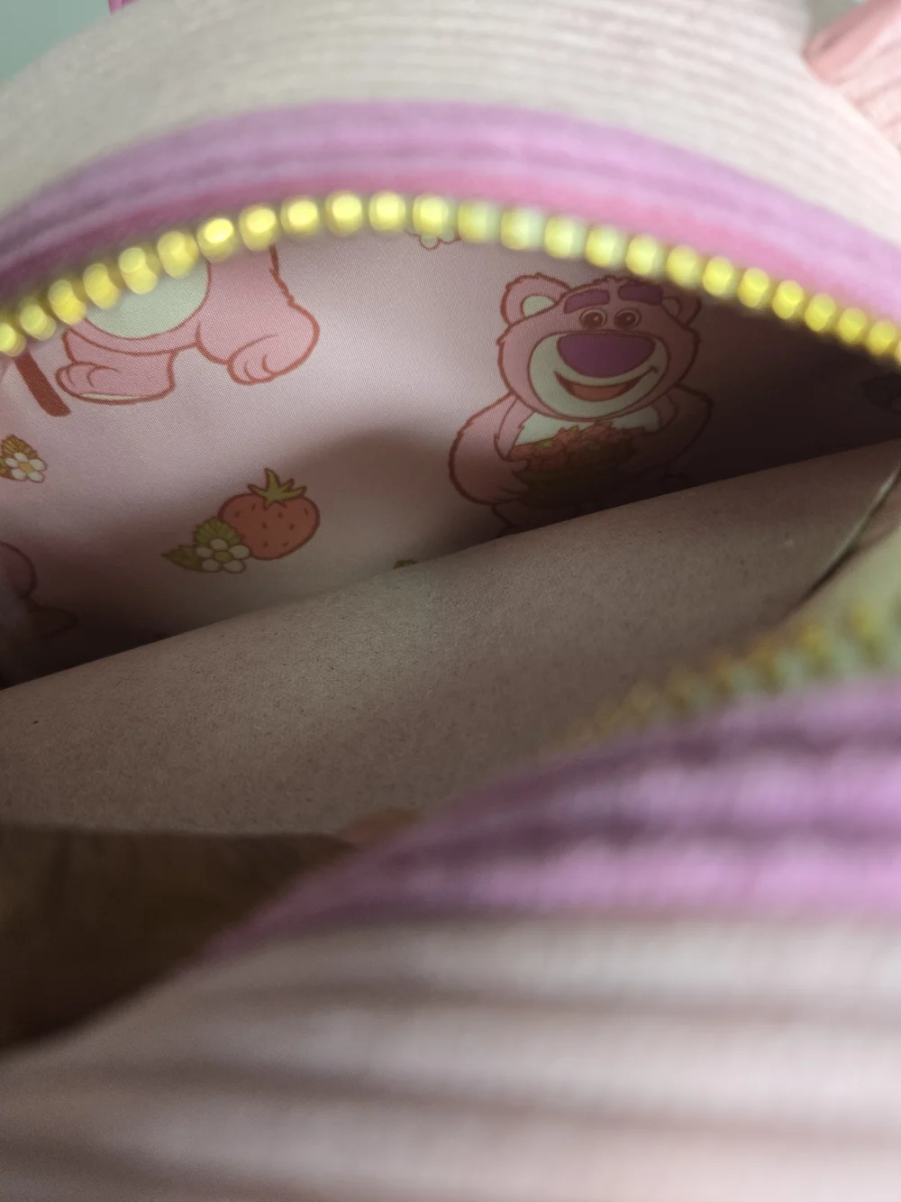 Disney Parks Loungefly Toy Story Lotso Pink & Cream Corduroy Backpack